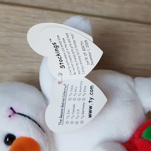 TY Original Beanie Babies "Stockings" 2009 Snowman with Hat & Stocking - Picture 4 of 5